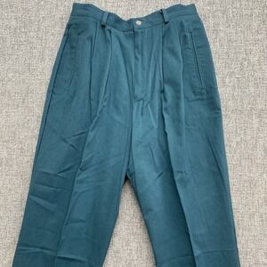 Bushwacker USA Vintage Womens Green Cotton Pleated Pants‎ High Rise Size 10